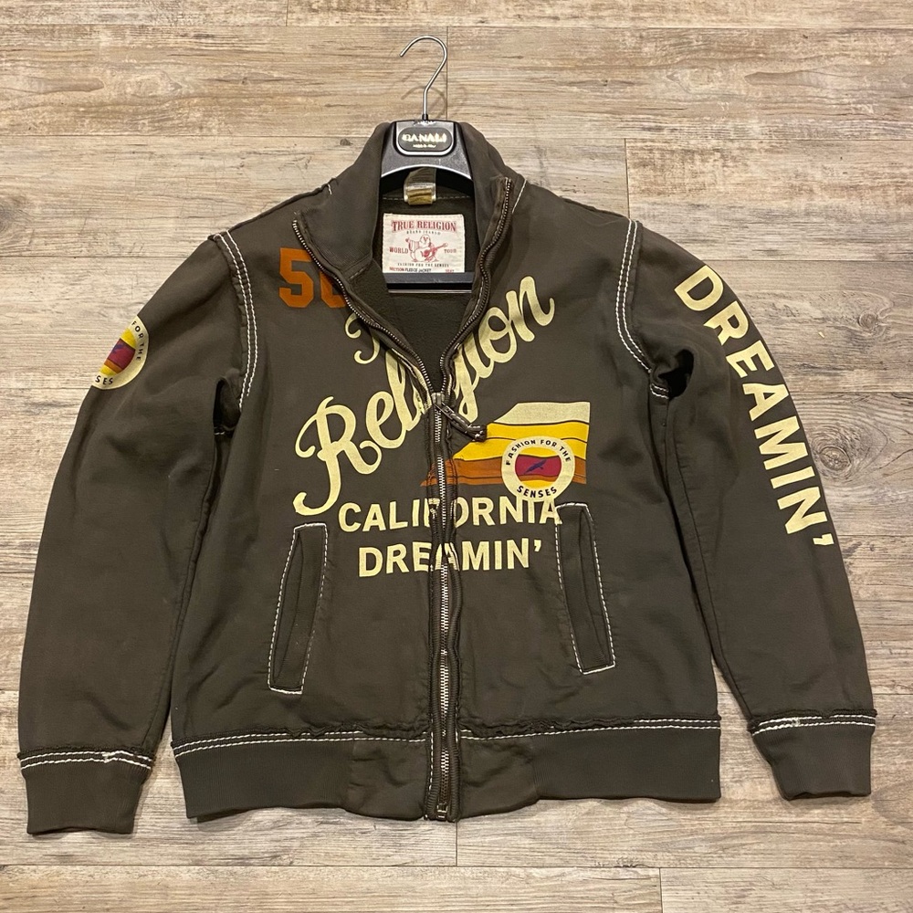 True Religion Men's Green Jacket Section Fleece